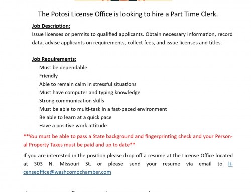 Potosi License Office is Hiring!!